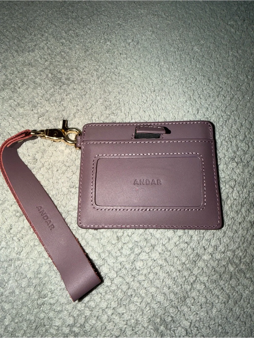 Andar Denner Plum Leather Card Holder Wristlet
